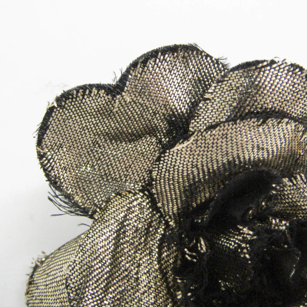 Chanel Camellia Textile Brooch Black,Champagne Gold - Picture 5 of 12